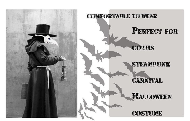 Raxwalker Plague Doctor Bird Mask Retro Steampunk Halloween Costume Long Nose Beak Cosplay Props for Adult (1 Pc White Mask) - Image 4